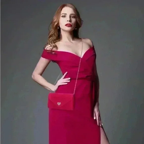 Women Faux Suede Evening Clutch Bags Formal Party Wedding Purses Barbie NWT - Picture 8 of 16